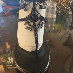 Slick black  4 inch heel with bead detail